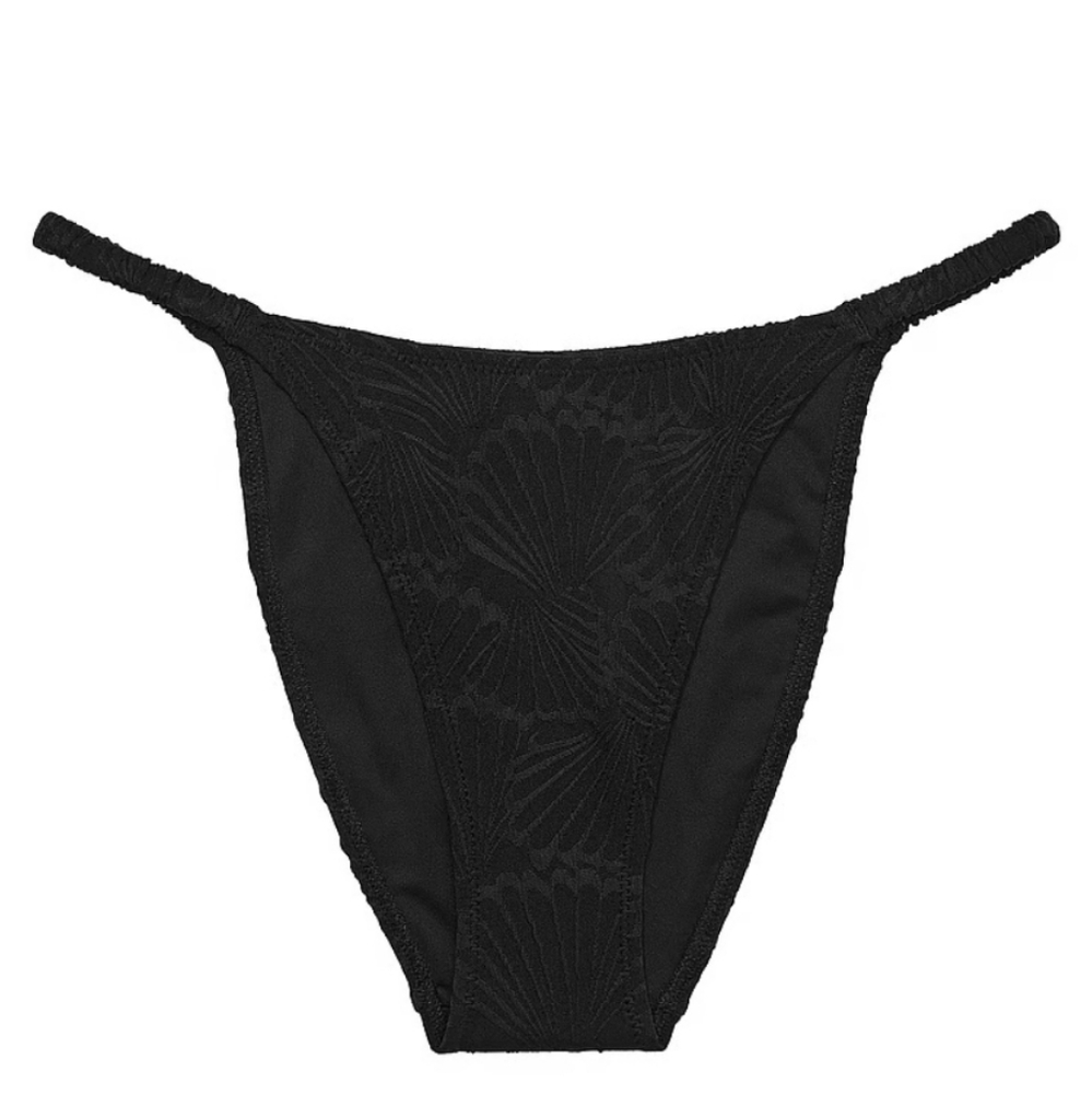 Victoria's Secret PINK scrunchie String Black Bikini Bottom Large